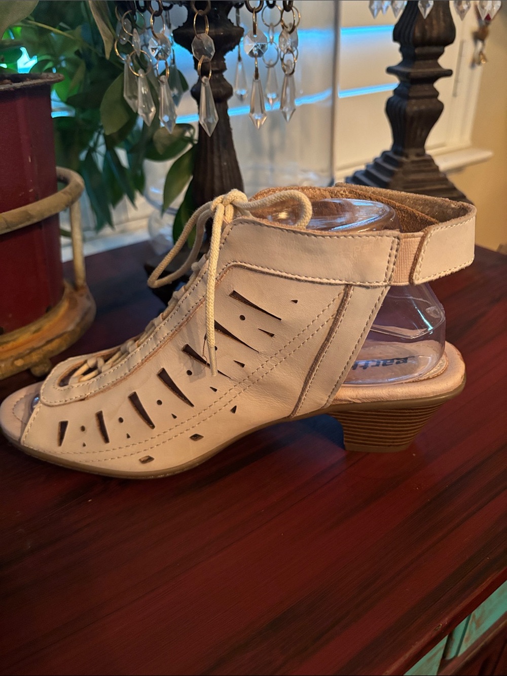 Earth Women's Beige Lace-Up Open-Toe Clog Mules - Picture 5 of 10